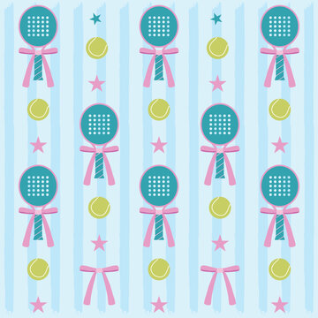  Cute Racket Padel Sporty Cute Pattern Element Illustration