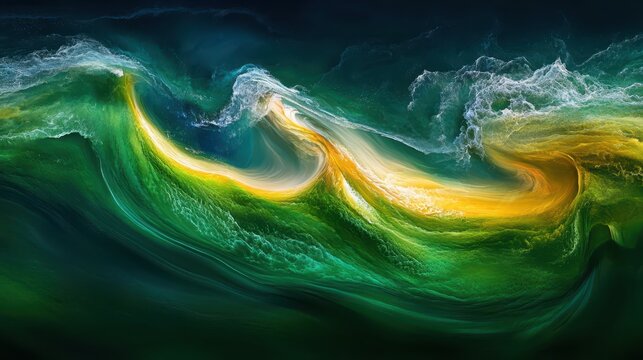 Flowing Abstract Organic Patterns of Vibrant Green Yellow and Blue Hues