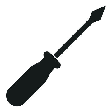 Flathead screwdriver icon silhouette tool for tightening and loosening screws icon