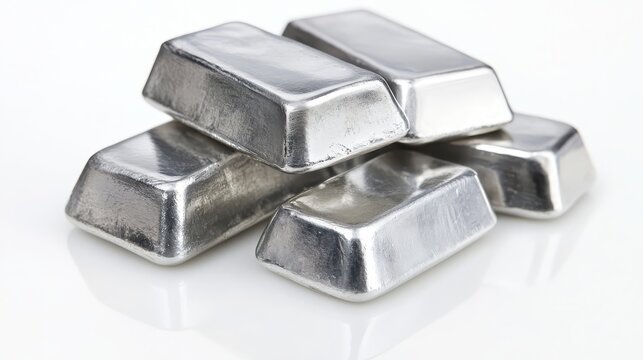 Stack of Lustrous Silver Bullion Bars Representing Financial Investment and Wealth Growth
