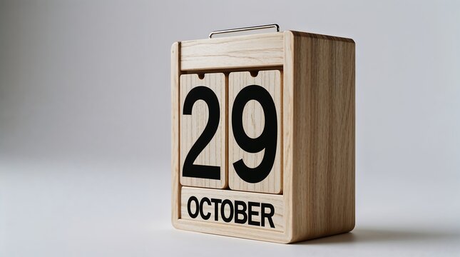 Wooden block calendar showing october 29