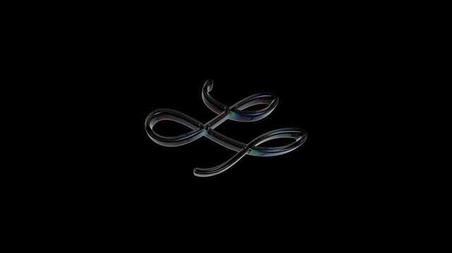 Shiny metallic letter l monogram on black background 3d icon