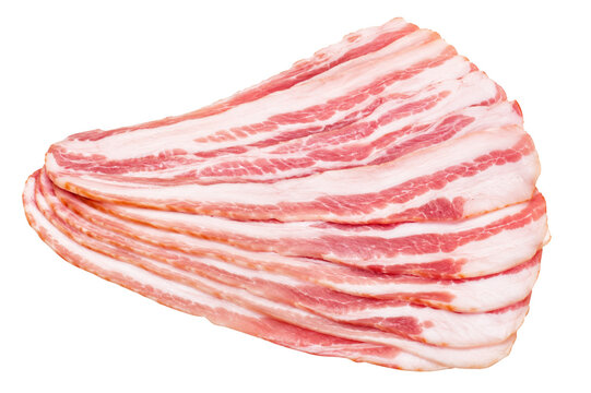 Raw pork belly slices isolated on transparent background