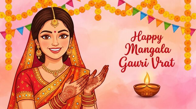 Happy Mangala Gauri Vrat Indian Woman