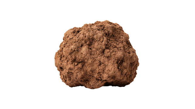Brown rocky mineral specimen on white.