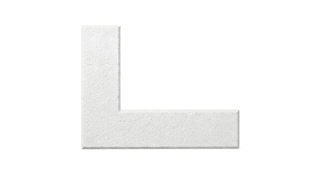 Gray concrete L-shaped corner block on white.