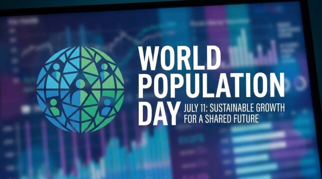 World Population Day poster with globe and text design