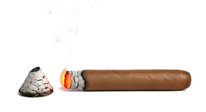 Cigar with burning end and ash cone