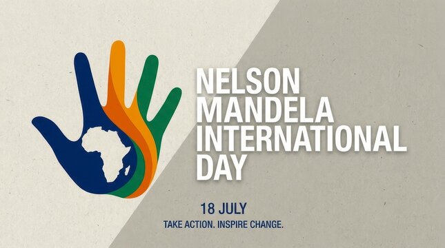 Nelson Mandela International Day colorful hand logo