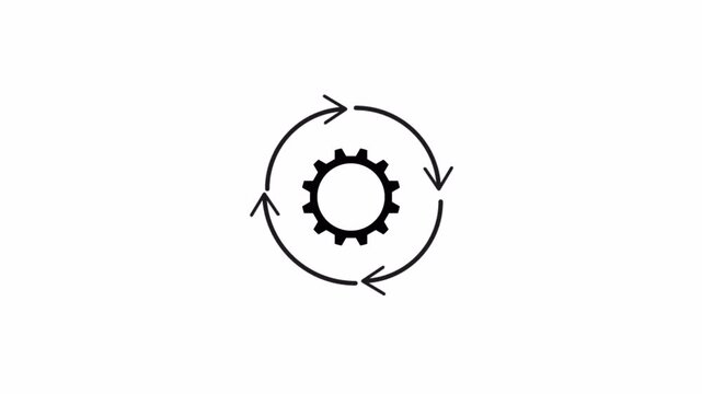upgrade spinning settings gear system with arrow animation on transparent background.