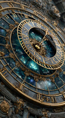 Obraz premium Steampunk astronomical clock intricate universe compass mechanical Wallpapers