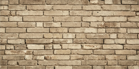 Obraz premium Beige brick wall texture background with light brown rectangular bricks arranged horizontally for construction architecture and design