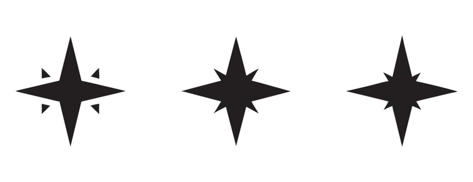 starburst shapes with pointed tips and triangular spikes on white background  geometric abstract designs