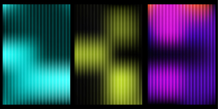 Abstract Neon Gradient Vertical Lines Background Set with Glowing Light Effect