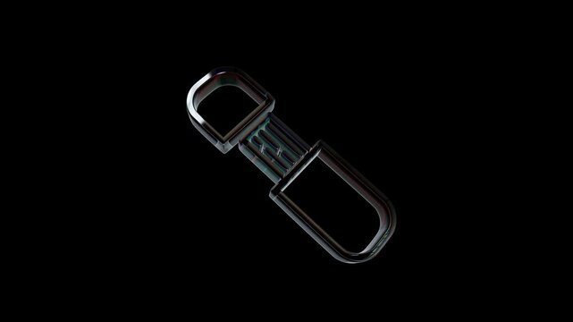 Metal carabiner clip on black background 3d icon