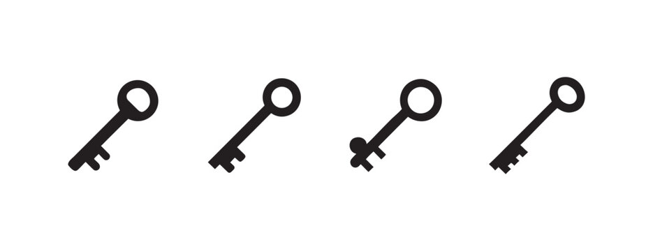 oldfashioned skeleton keys with varying tooth configurations on white background  isolated graphic elements