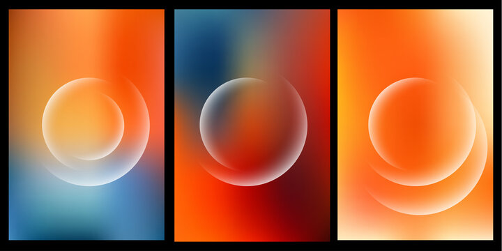 Abstract Glassmorphism Gradient Background with Frosted Glass Spheres