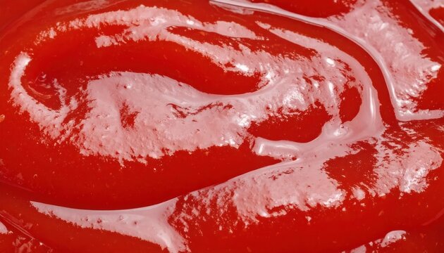 Thick red tomato sauce texture swirl close up.