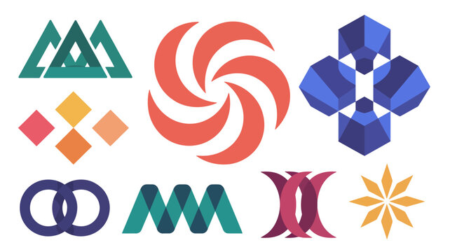 Colorful geometric and abstract patterns arranged in a grid