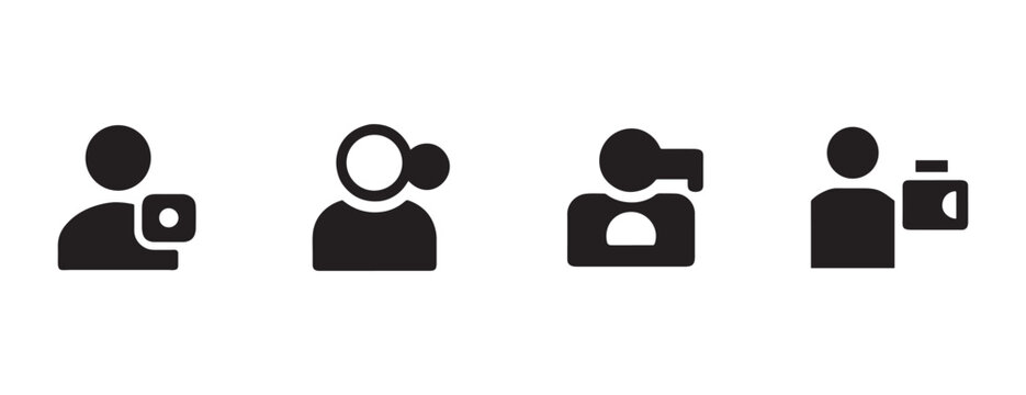 people icons taking pictures with various camera and video camera equipment