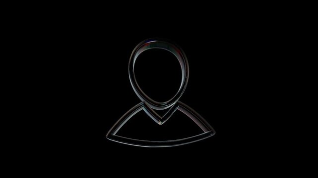 Shiny glass human user icon on a dark background 3d icon