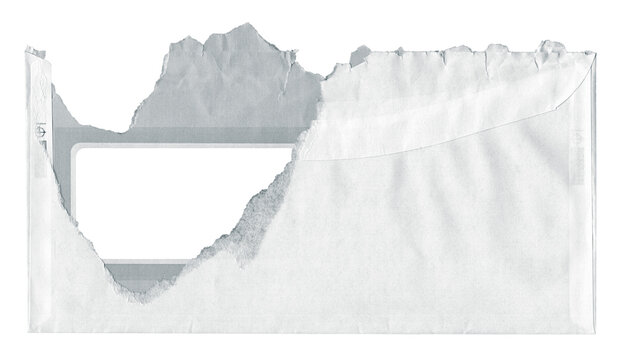 Torn window envelope isolated on transparent background