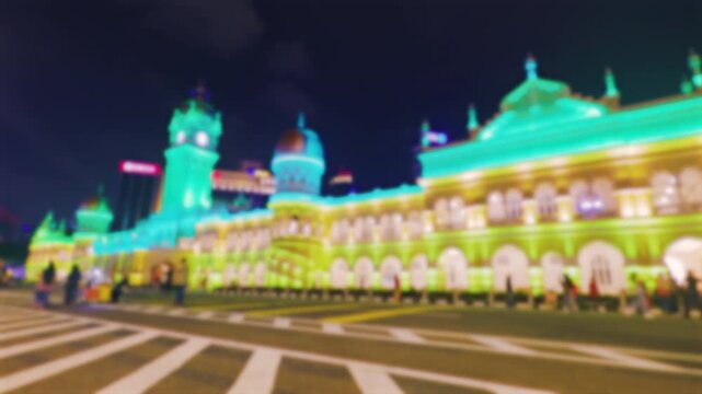 Blurred Kuala Lumpur Malaysia Sultan Abdul Samad Building Illuminat...