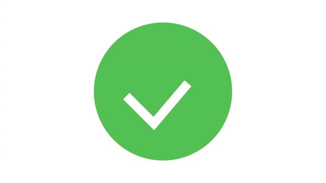 A green circle with a white checkmark is shown clearly