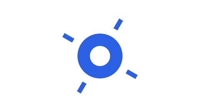 A bright blue sun icon shines with rays on a clean transparent background.