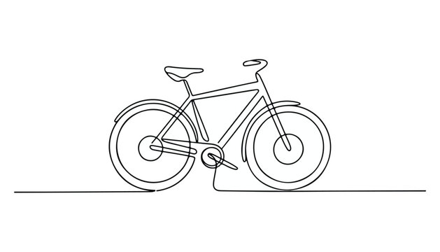 One continuous line illustration of an sports bicycle , isolated on white background.