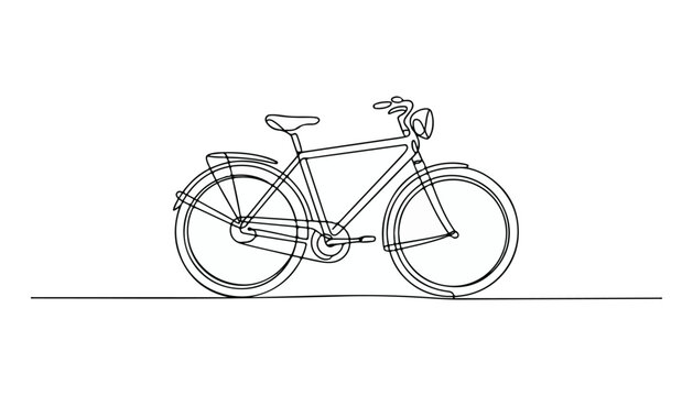 One continuous line illustration of an cruiser bicycle , isolated on white background.