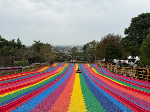 Rainbow Tube Slide Attraction in the amusement park