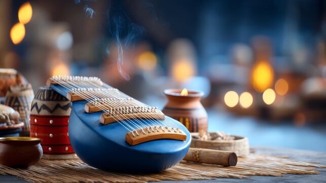 Traditional Shona Mbira Instrument on a Table During a Cultural Ceremony