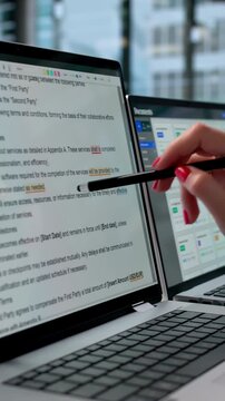 Editor Carefully Reviews And Corrects Text