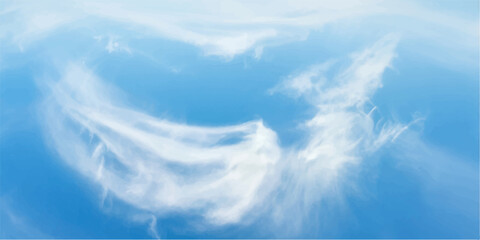 Wispy cirrus clouds drift across a vibrant blue sky, forming an ethereal, angel-like silhouette that inspires wonder and tranquility. © LumenCraft