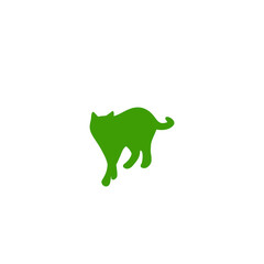Fototapeta premium Green Cat Silhouette Icon for Animal Lovers and Pet Care