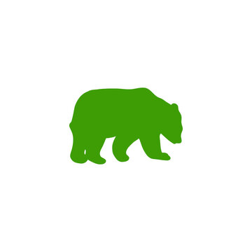 Green Bear Silhouette Icon for Wildlife and Nature