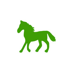 Fototapeta premium Green Horse Silhouette Icon for Equestrian Sports and Animal Themes