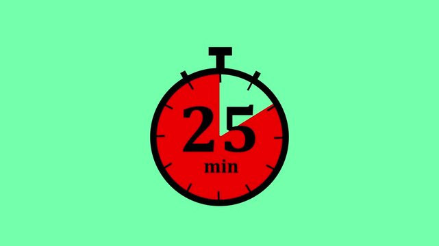 Dynamic countdown timer animation featuring a rotating red segment on a vibrant green background, for precise time, management, productivity tracking, deadline reminders, and, efficient interval