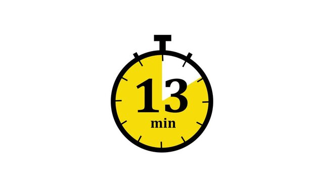Dynamic countdown timer animation featuring a yellow progress circle for precise time management, productivity tracking, and efficient interval timing for presentations and media projects