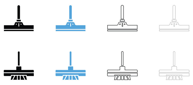Squeegee cleaning tool vector icon, floor and window cleaning squeegee symbol vector, silhouette and outline isolated on transparent background