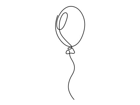 Vector isolated one single one line balloon, single line balloon, line art balloon tattoo