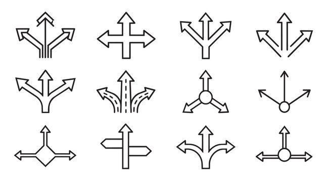 Set of directional arrows showing multiple paths and options