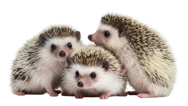 Three African Pygmy Hedgehogs Huddled Together