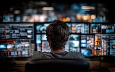 Fototapeta premium Male Cyber Incident Response Coordinator Managing Crisis Situation