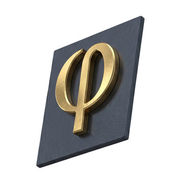 Golden Phi symbol on dark textured square