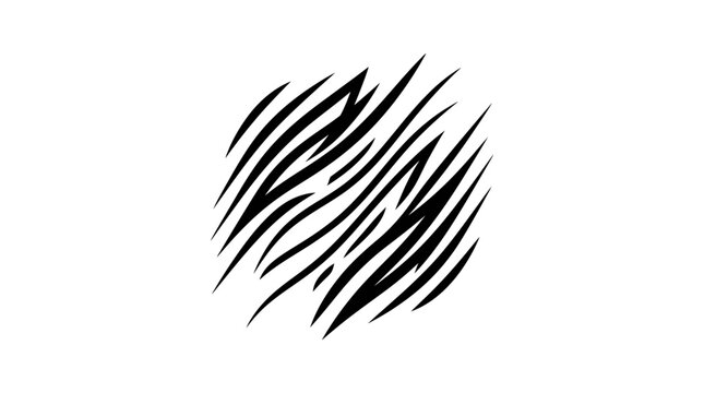 Abstract Black Zebra Stripes Pattern on White Background