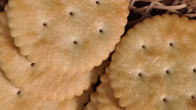 A close-up view of crackers in a bowl