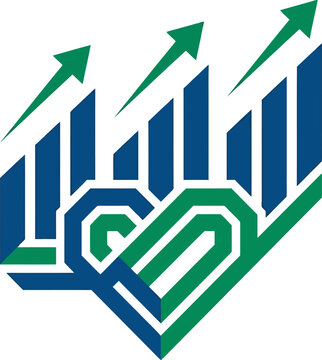 Financial growth bar chart morphing into arrow logo