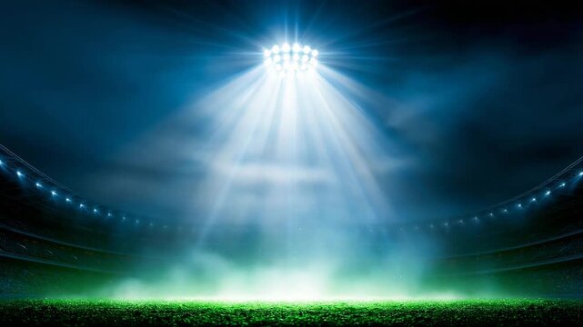 Stadium Floodlights Blazing Through Evening Mist